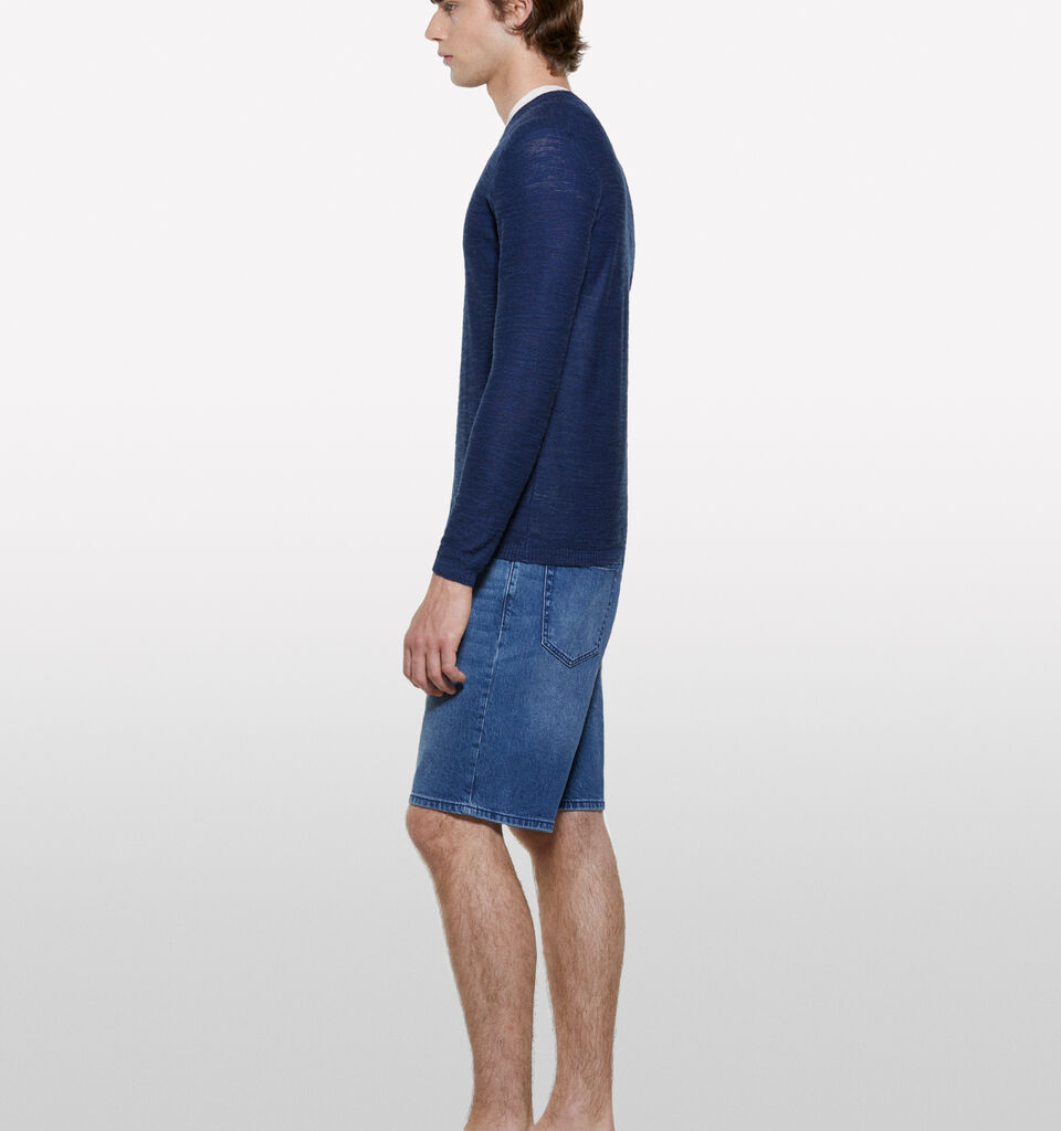 Camisola mélange azul-escuro - camisolas gola redonda para homem - Azul-Escuro | Sisley image number 2